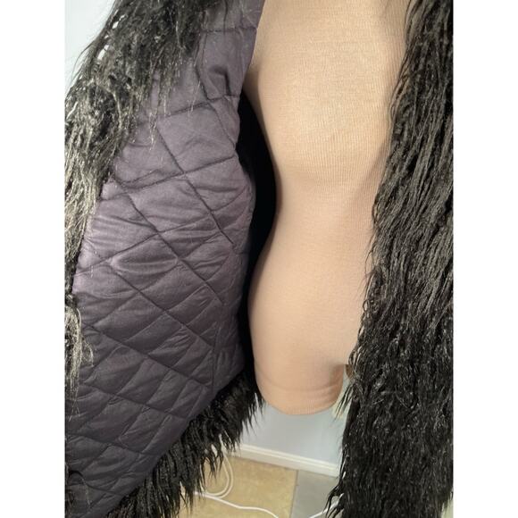 Free People Beatrix Patchwork Fur Hem Black Leather Coat Size XS - Picture 5 of 11